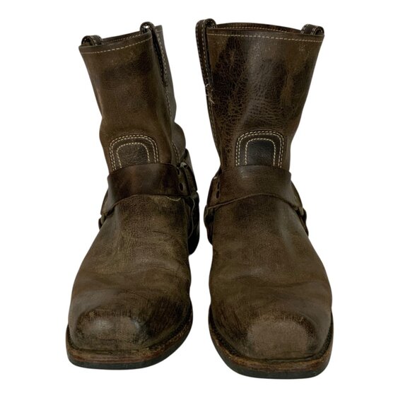Frye Mens Harness Biker Engineer Boots Size 13 Distressed Brown Leather - Picture 5 of 13